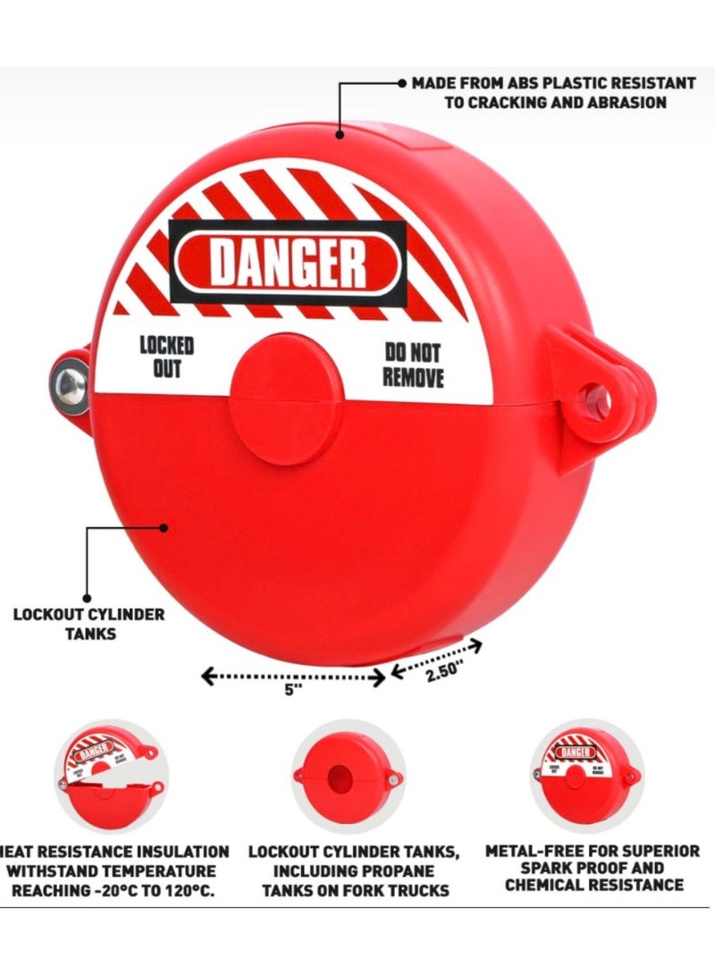 Workland جهاز قفل عجلة اليد لصمام البوابة - 2.5 بوصة إلى 5 بوصة من البلاستيك ABS، قفل أمان أحمر، قفل صمام LOTO للاستخدام الصناعي والأسطوانات البروبان - Image 1